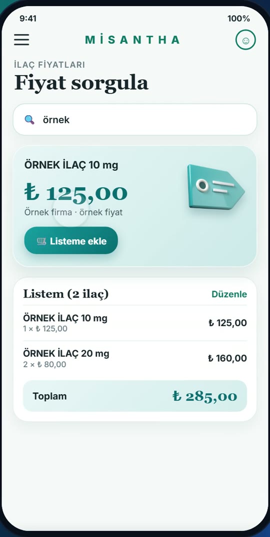 İlaç fiyatları ekranı ve fiyat listesi