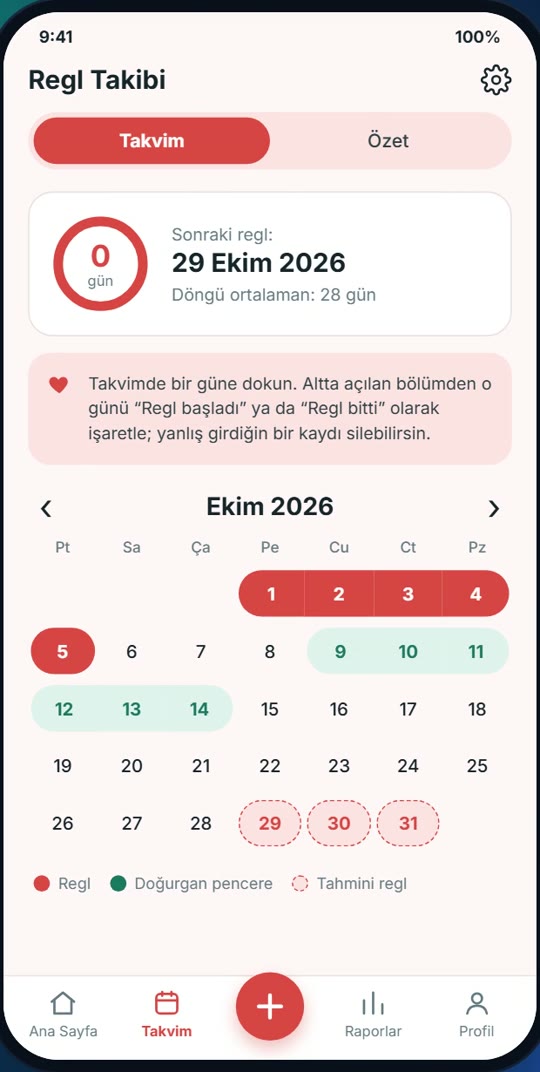 Regl takibi takvimi